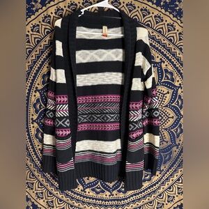 No Boundaries Black and Pink Striped Cardigan